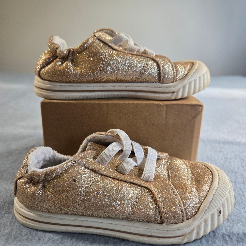 Wonder Nation Toddler Girls Rose Gold Glitter Slip On Sneakers Memory Foam Sz 8
